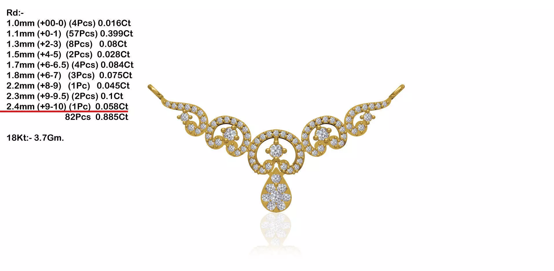 Gold Necklace With Diamonds 154 3D print model