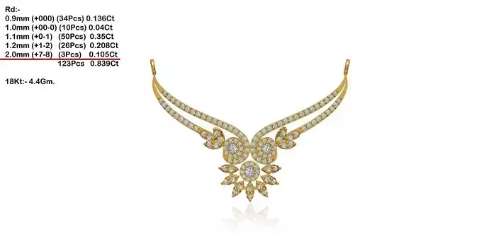 Floral Design Gold Necklace With Diamonds 42