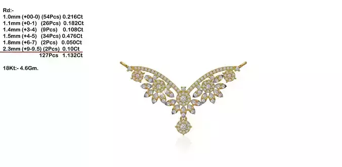 Floral Design Gold Necklace With Diamonds 44