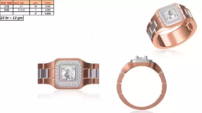 Squircle Shaped Rose Gold Ring