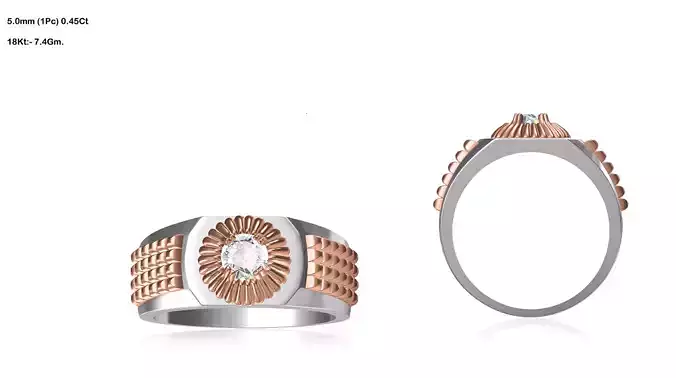 Round Shaped Multi Metal Ring With Diamonds