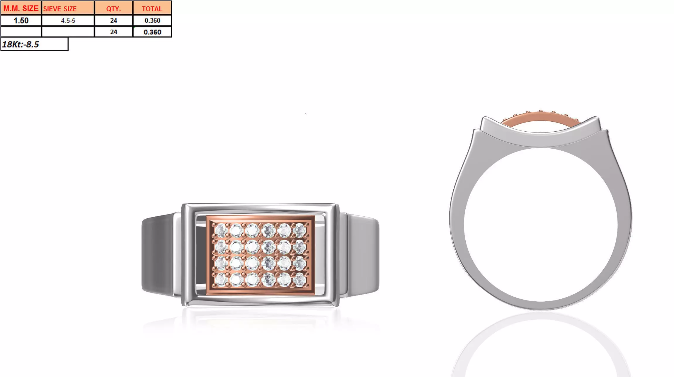 Multi Metal Ring With Diamonds 1 3D print model