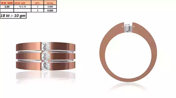 Multi Metal Ring With Diamonds 2