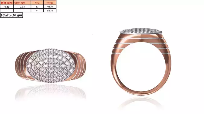 Oval Shaped Multi Metal Ring With Diamonds