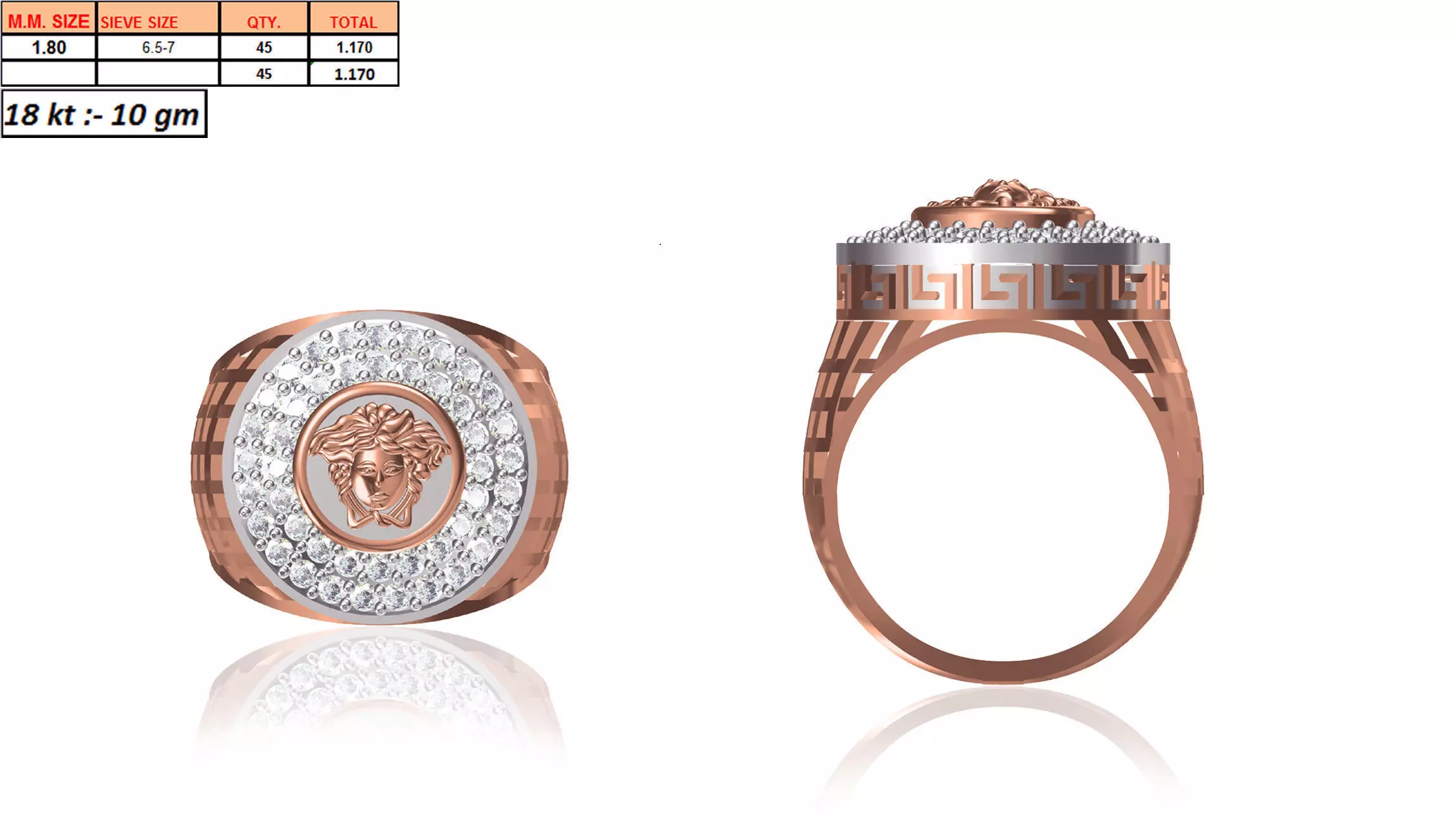 Large Round Multi Metal Ring With Diamonds 3D print model