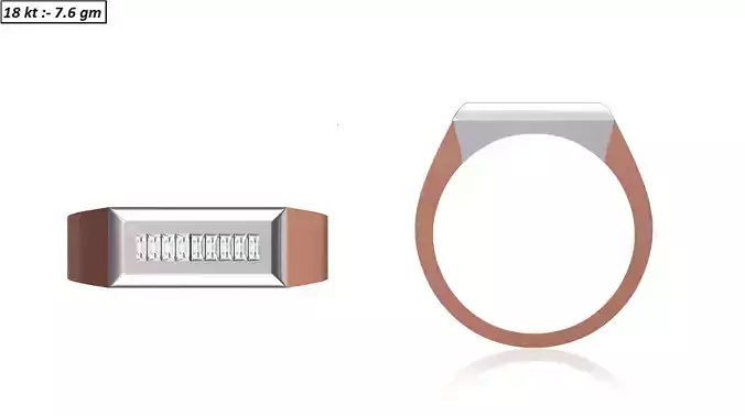 Rectangular Multi Metal Ring With Diamonds