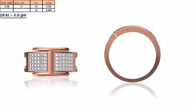 Multi Metal Grid Ring With Diamonds