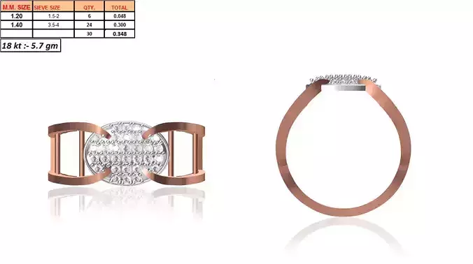 Oval Shaped Multi Metal Ring With Diamonds 1