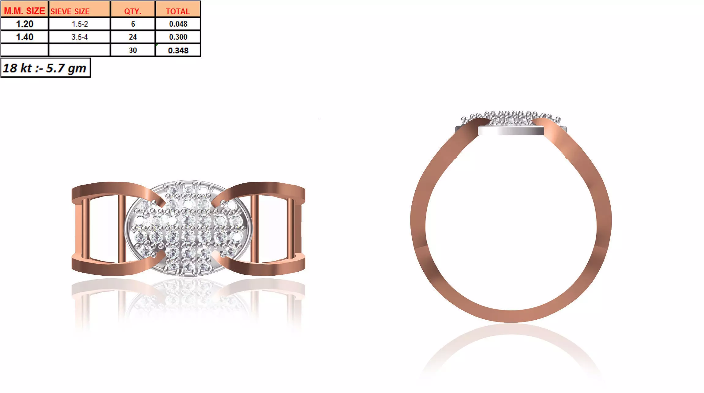 Oval Shaped Multi Metal Ring With Diamonds 1 3D print model_0