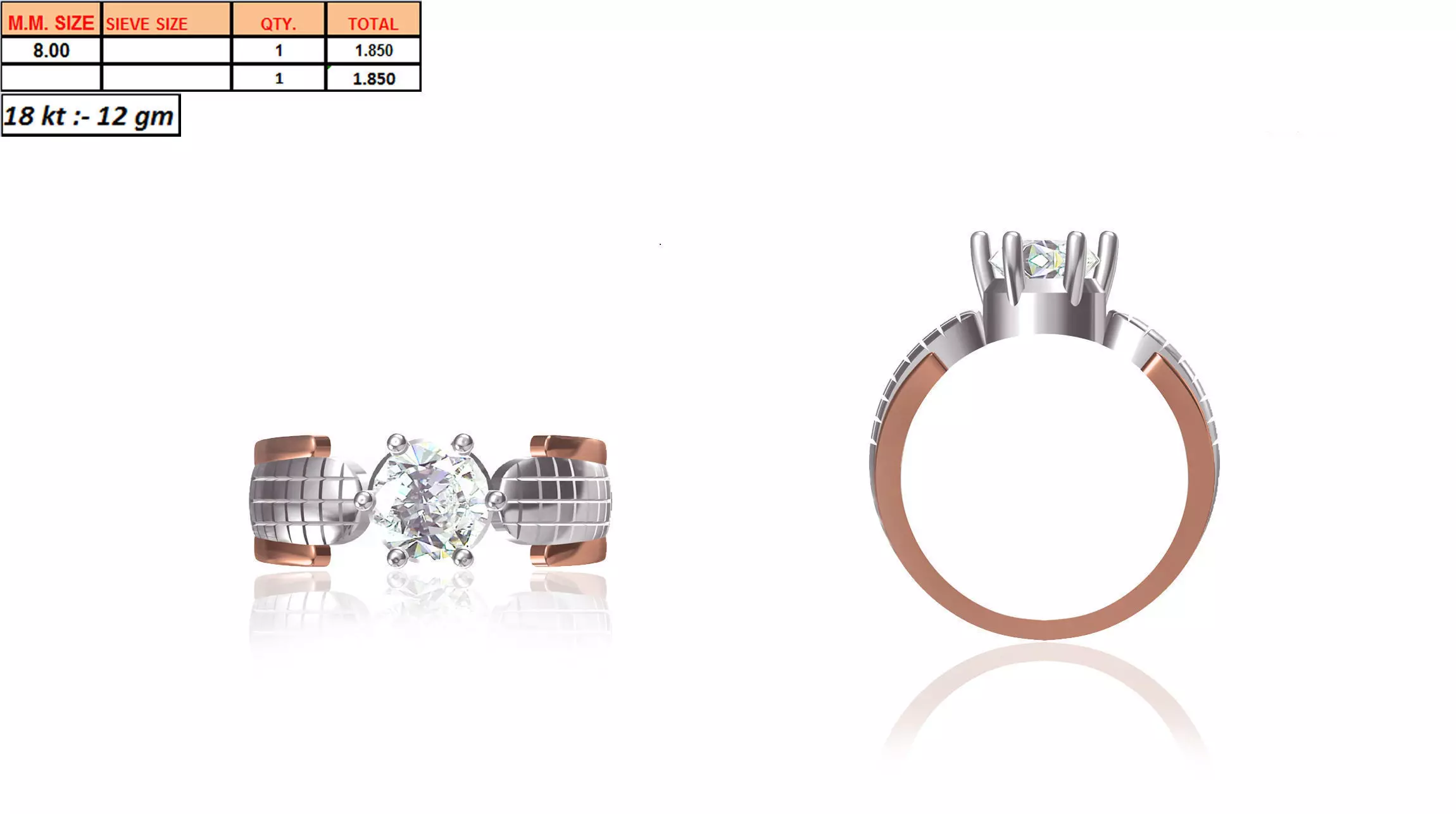 Multi Metal Engagement Ring With Diamonds 3 3D print model