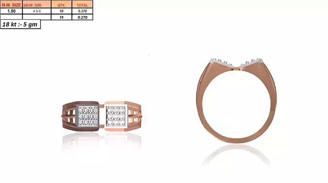 Rose Gold Grid Ring With Diamonds 1