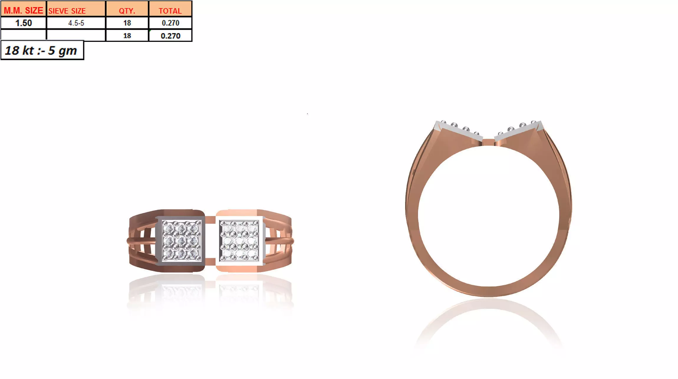 Rose Gold Grid Ring With Diamonds 1 3D print model_0