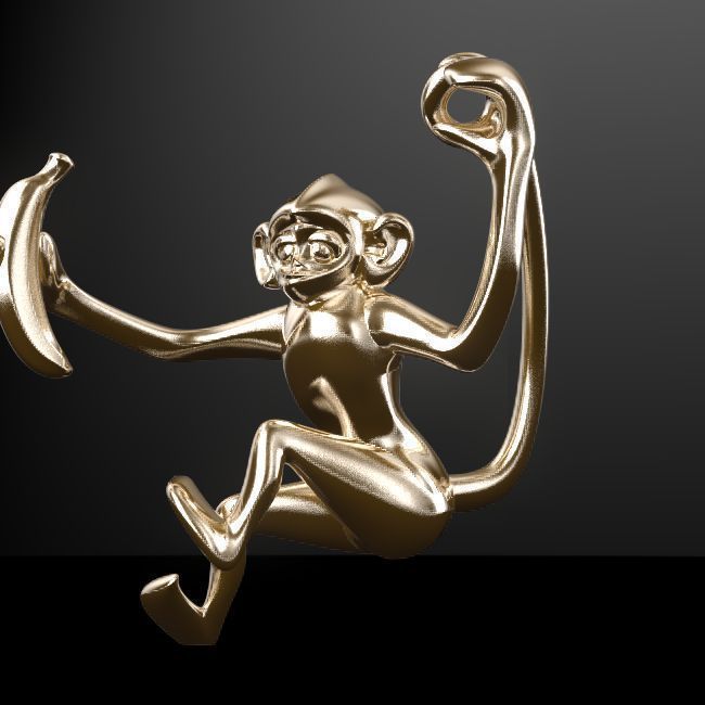 Lucky Monkey with BANANA 3D print model_3