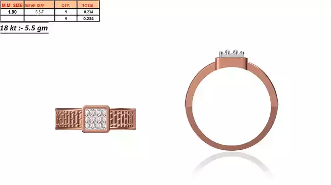 Square Rose Gold Ring With Diamonds