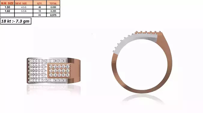 Multi Metal Grid Ring With Diamonds 3