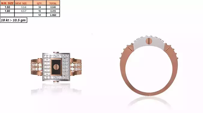 Square Multi Metal Grid Ring With Diamonds 6