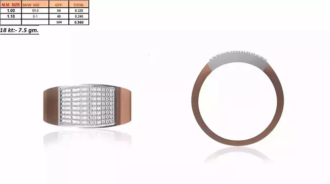 Multi Metal Grid Ring With Diamonds 7