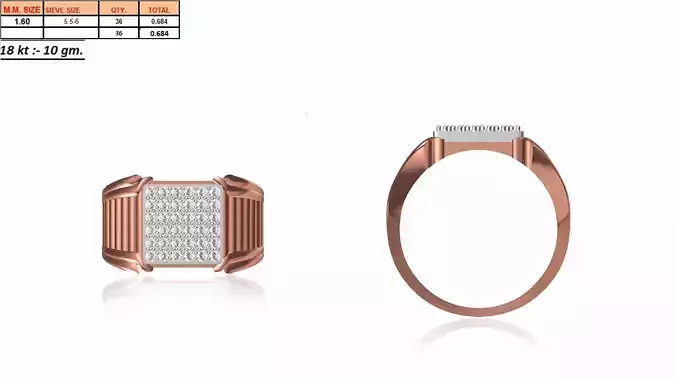 Square Multi Metal Grid Ring With Diamonds 11