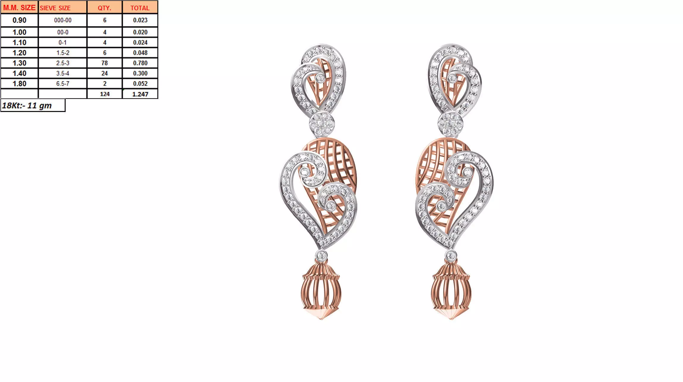 Heart Shaped Multi Metal Drop Earrings 3D print model