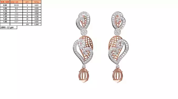 Heart Shaped Multi Metal Drop Earrings 