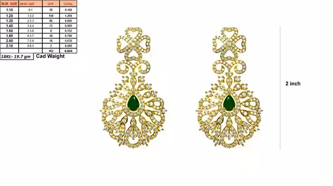 Gold Drop Earrings With Emerald