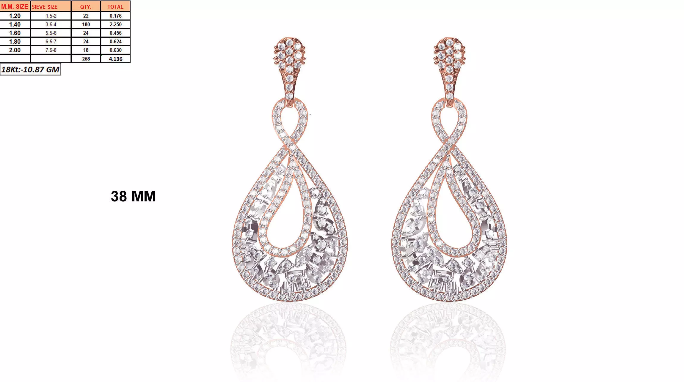 Drop Shaped Drop Earrings With Diamonds 12 3D print model_0