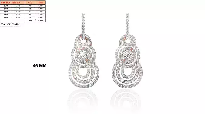 Round Shaped Drop Earrings With Diamonds 18