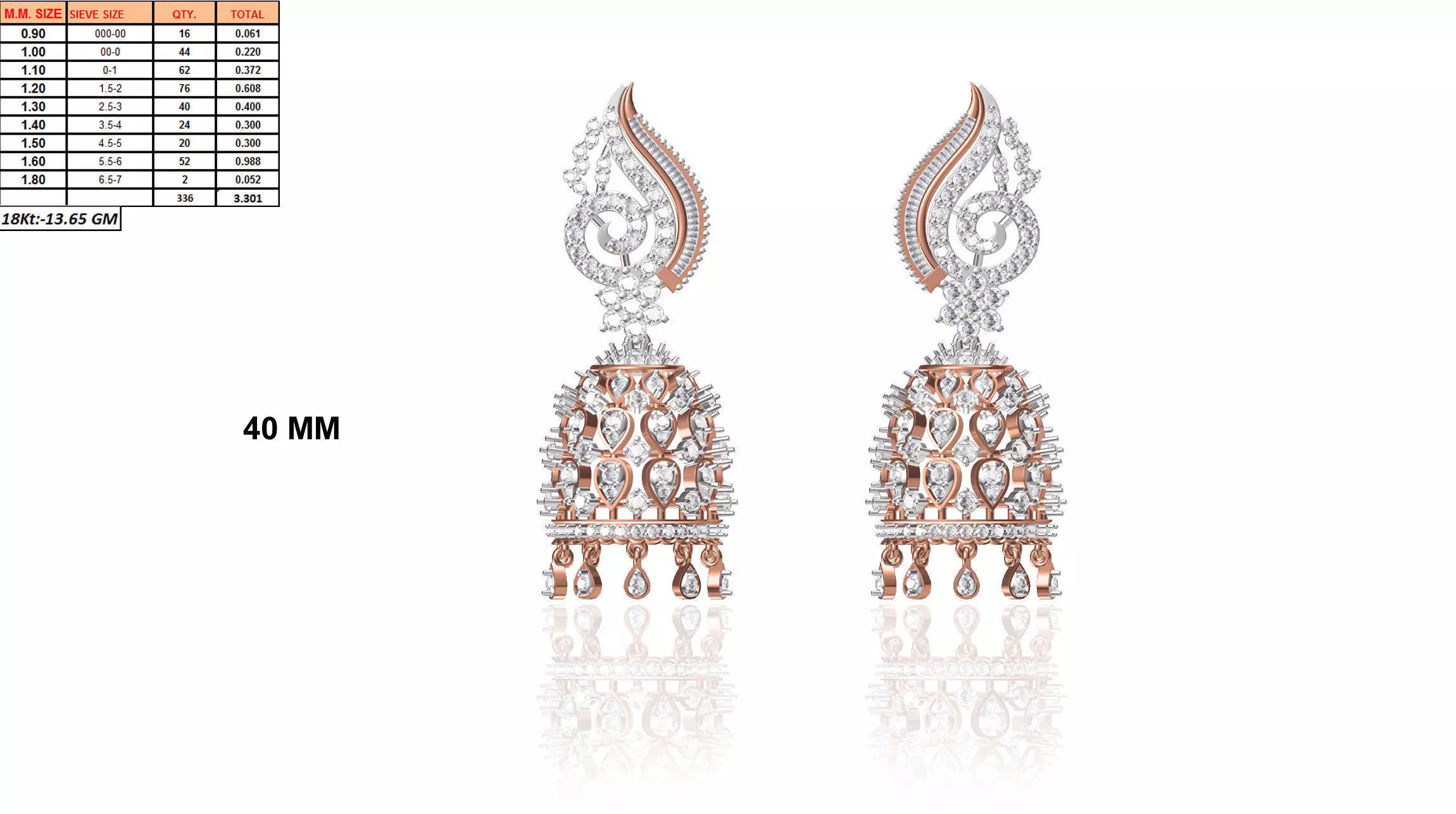 Bell Shaped Drop Earrings With Diamonds 1 3D print model_0