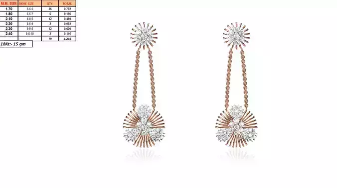 Flower Shaped Drop Earrings With Diamonds 19