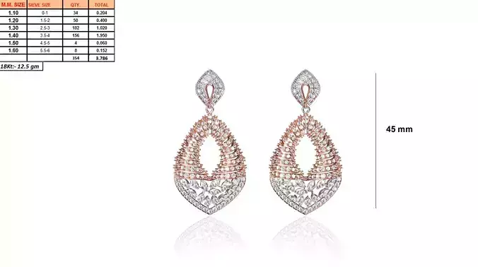 Drop Earrings With Diamonds 6 3D print model