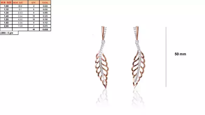 Leaf Shaped Multi Metal Drop Earrings