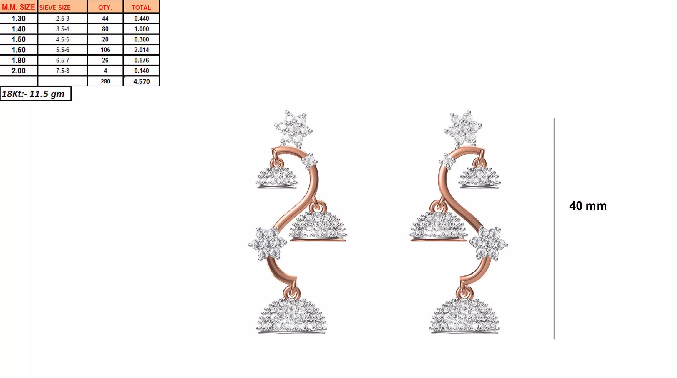 Bell Shaped Drop Earrings With Diamonds 3 3D print model_0