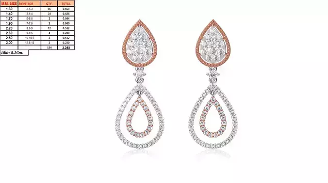 Drop Shaped Drop Earrings With Diamonds 13