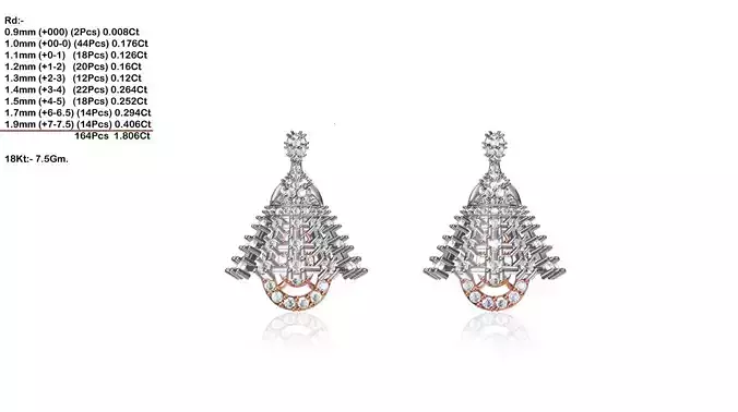 Bell Shaped Earrings With Diamonds 3D print model