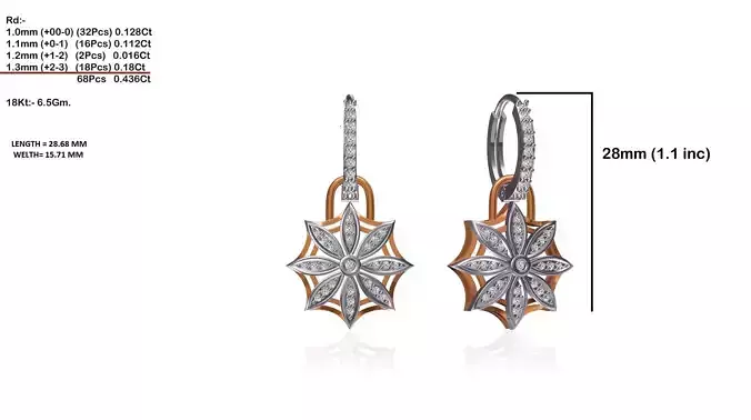 Flower Shaped Drop Earrings With Diamonds 20