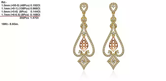 Multi Metal Drop Earrings With Diamonds 2
