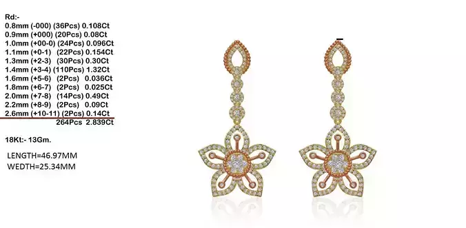Flower Shaped Drop Earrings With Diamonds 22