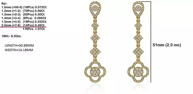 Flower Shaped Drop Earrings With Diamonds 23
