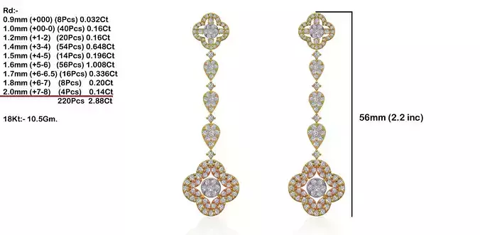 Flower Shaped Drop Earrings With Diamonds 24