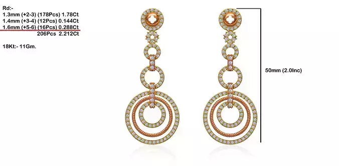Round Shaped Drop Earrings With Diamonds 24