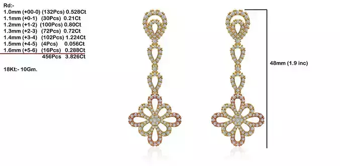 Flower Shaped Drop Earrings With Diamonds 25