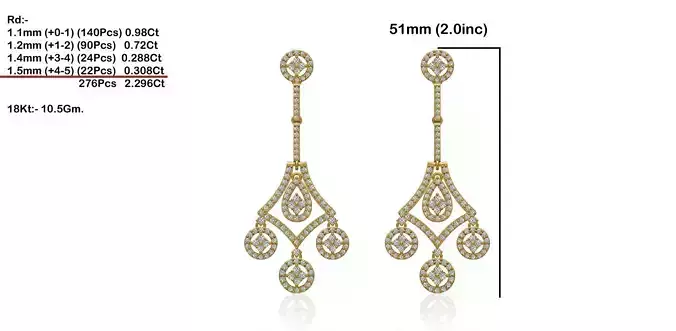Drop Earrings With Diamonds 9 3D print model
