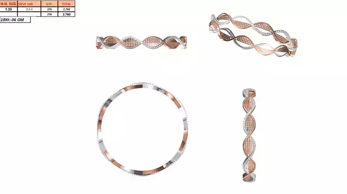 Tiwsted Multi Metal Ring 3D print model