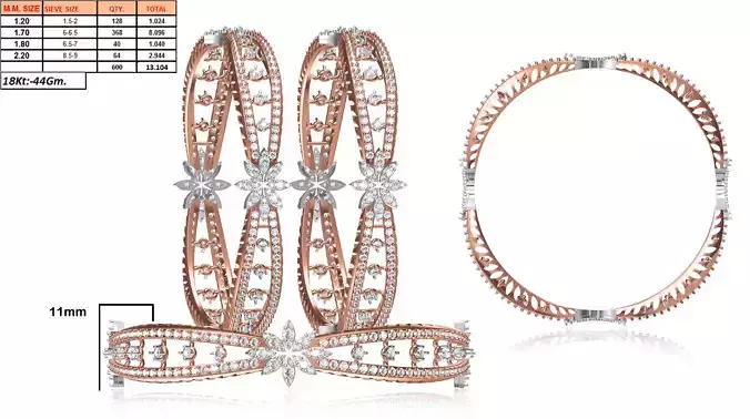 Multi Metal Floral Ring With Diamonds