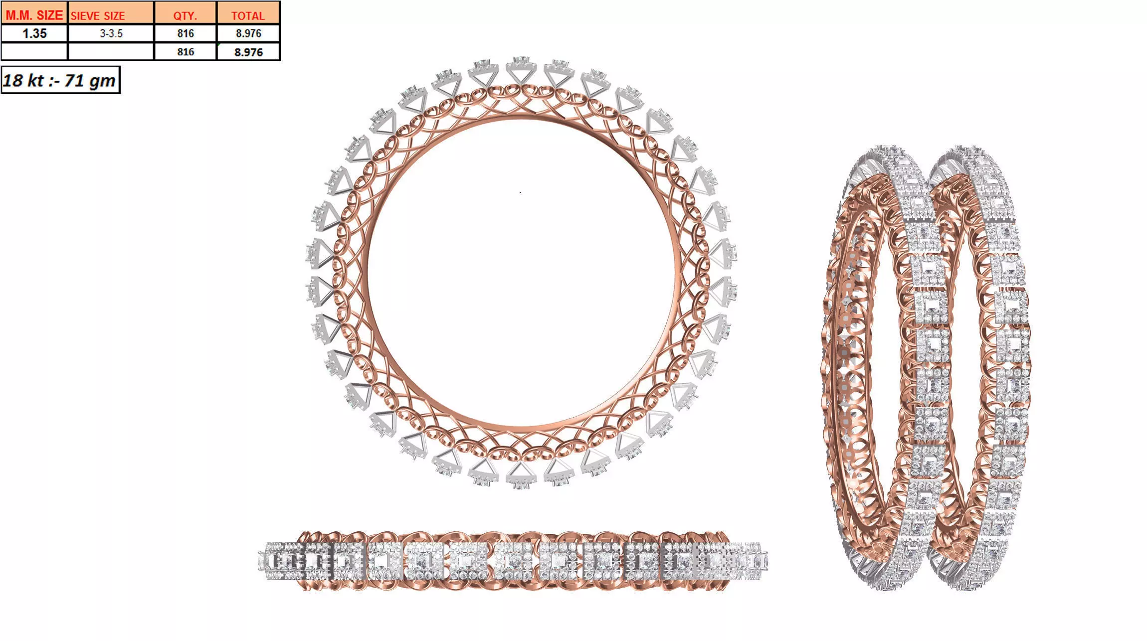 Luxurious Multi Metal Eternity Ring With Diamonds 1 3D print model_0