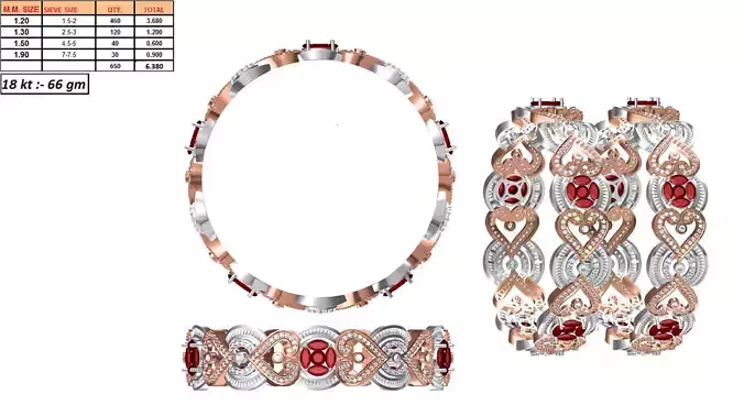 Multi Metal Heart Design Ring With Gemstones