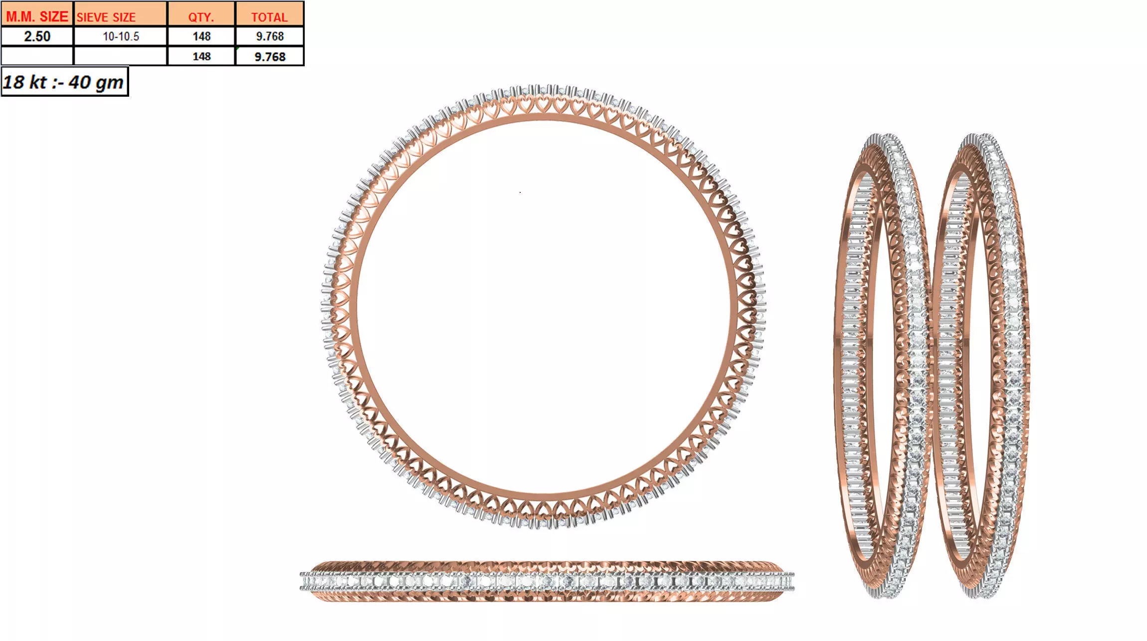 Multi Metal Eternity Ring With Diamonds 12 3D print model