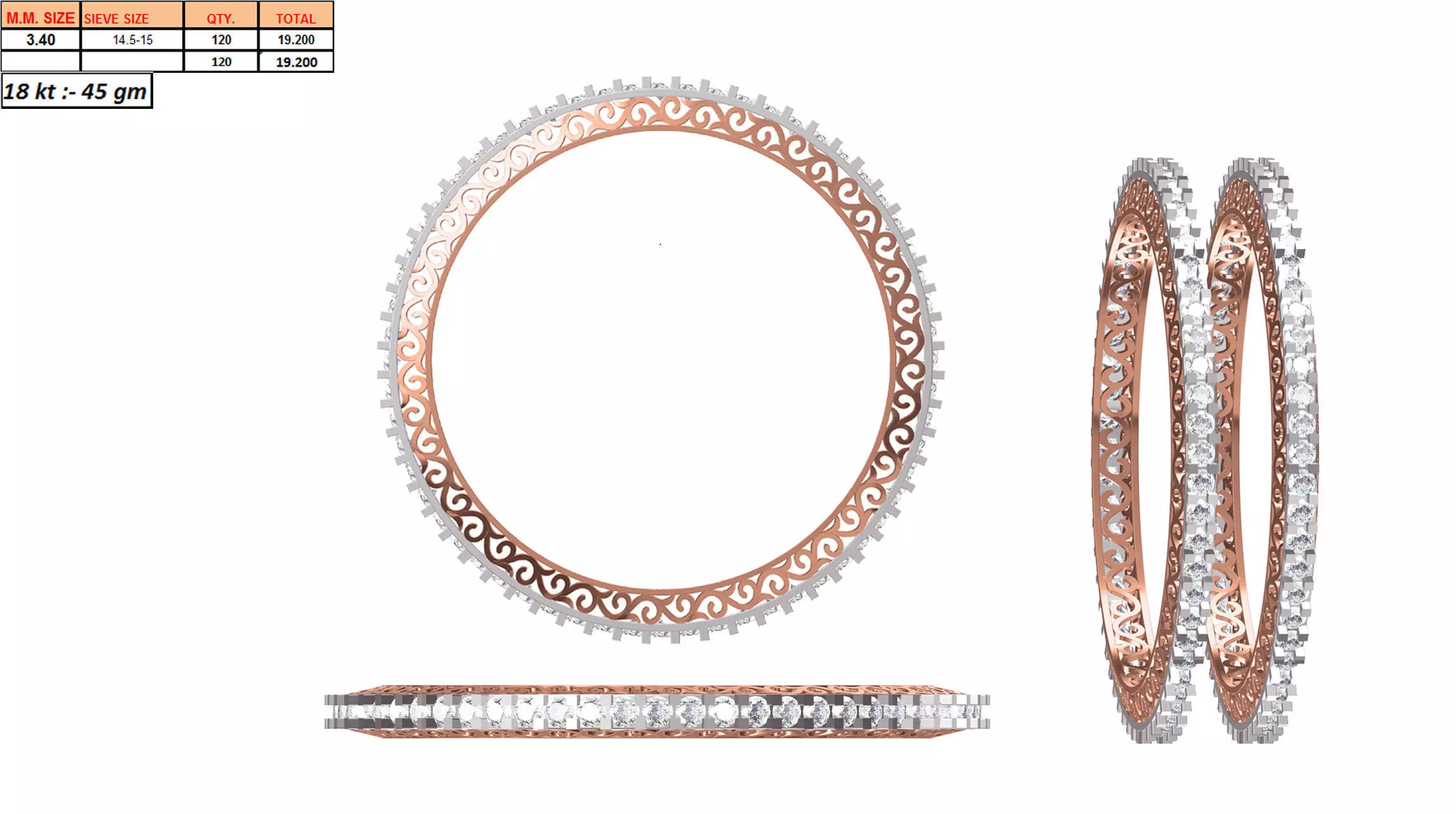 Multi Metal Eternity Ring With Diamonds 13 3D print model_0