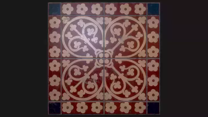 Decorative Medieval Ceramic Floor Tile an Authentic Replica Texture