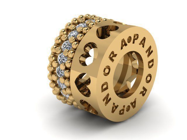opposing hearts with stone charm ball  3D print model